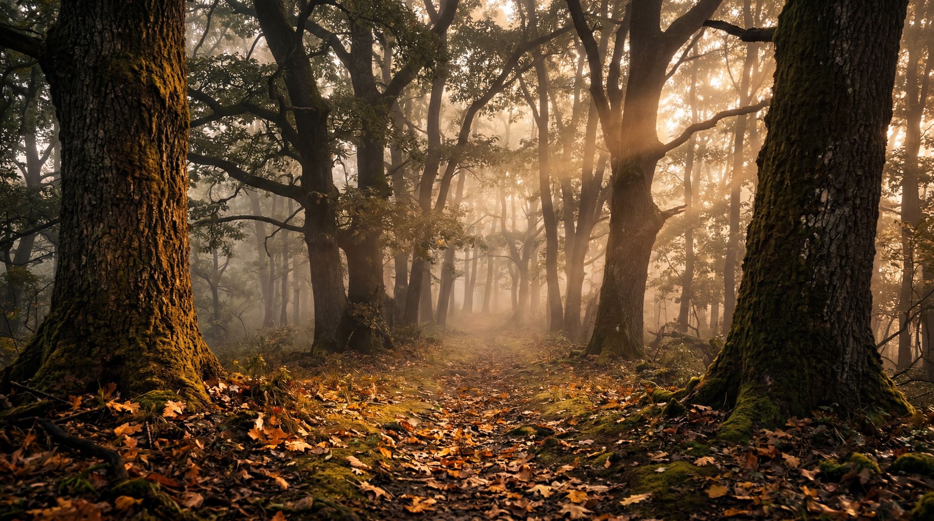 Trüffelsuche im istrischen Wald — Cinematic Ansicht der Trüffeljagd mit Nebel und goldenem Licht